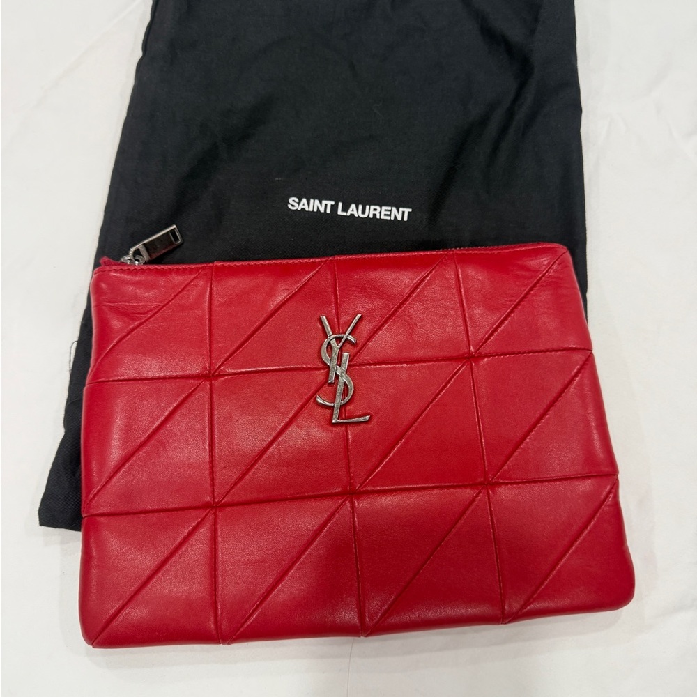 Saint Laurent Red Quilted Clutch